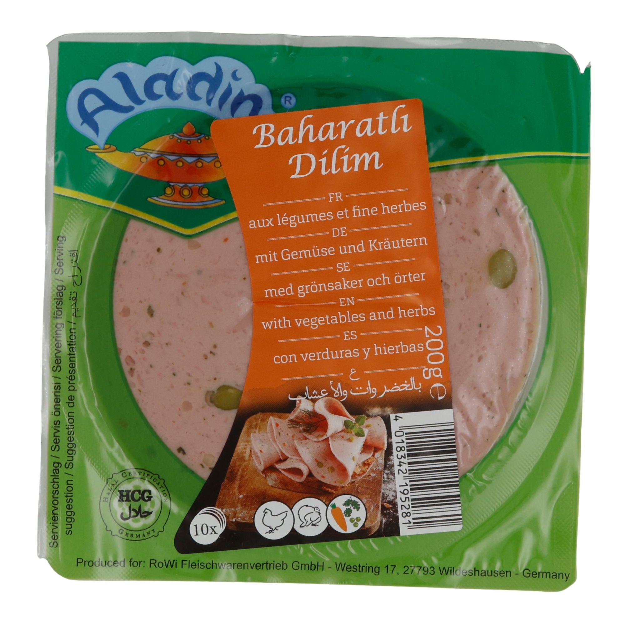 Geflügelwurst Aladin | Baharatlı Dilim | Würzig, mit Kräutern & Gemüse | 200 g ALADIN